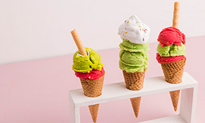 Cone ice-cream with various flavours Cone ice-cream with various flavours