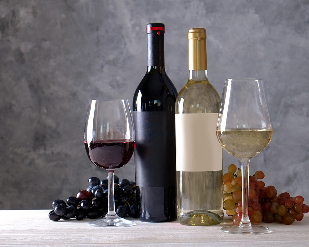 red and white wine