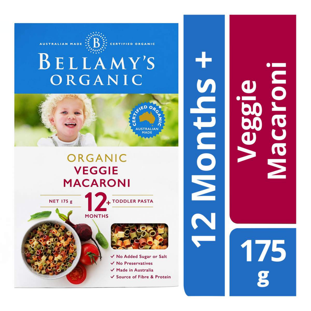 Box of Bellamy's organic veggie macaroni