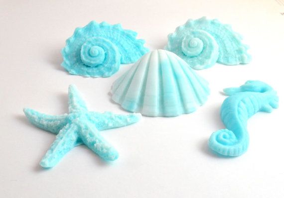 Different blue coloured handmade soaps