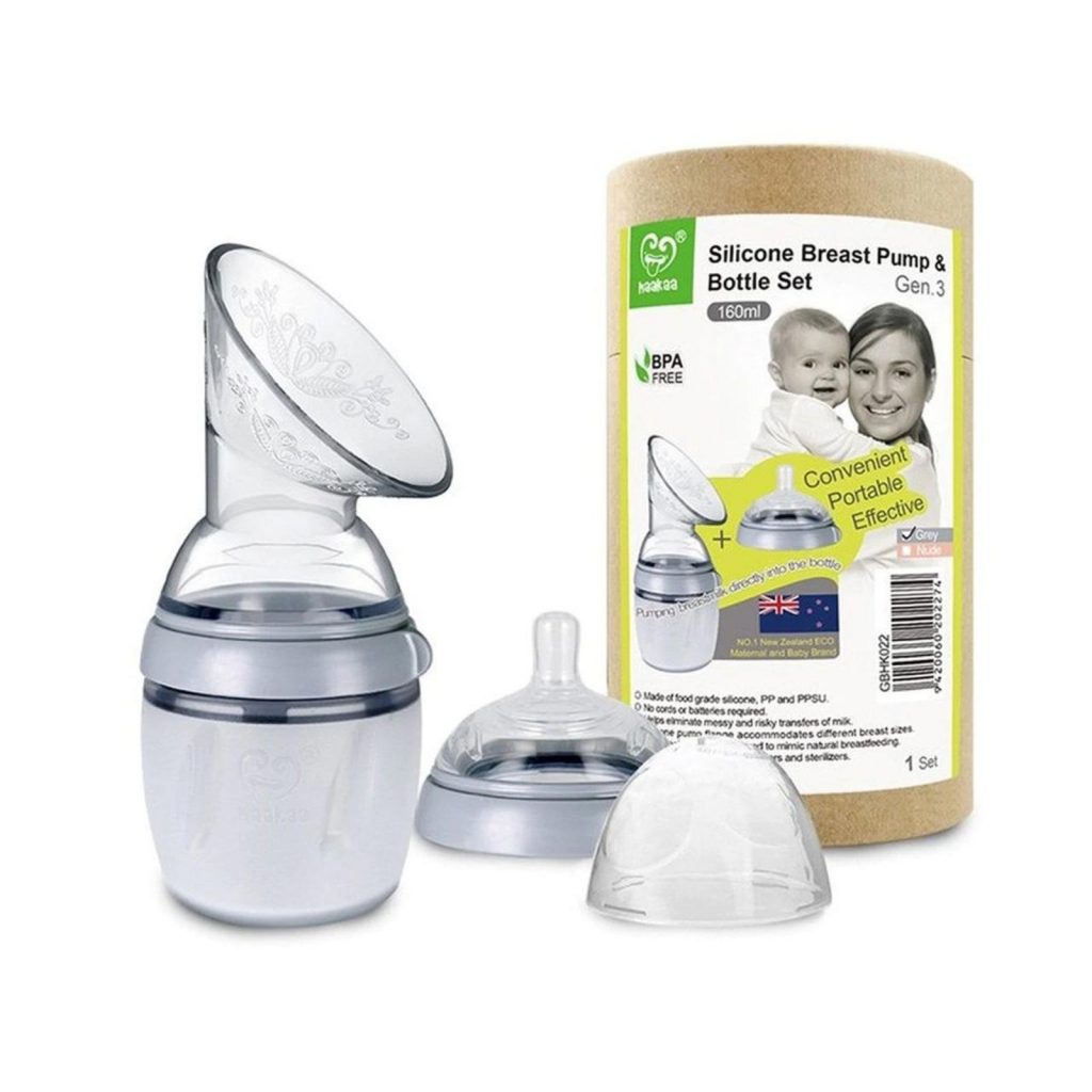 Grey breast pump bottle