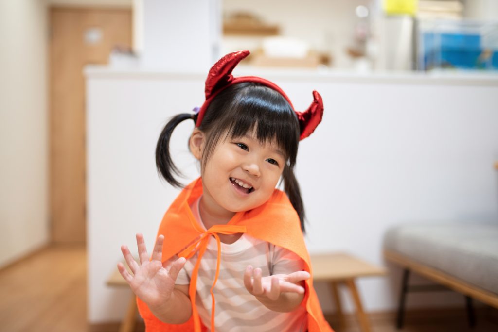Portrait of child wearing Halloween costume