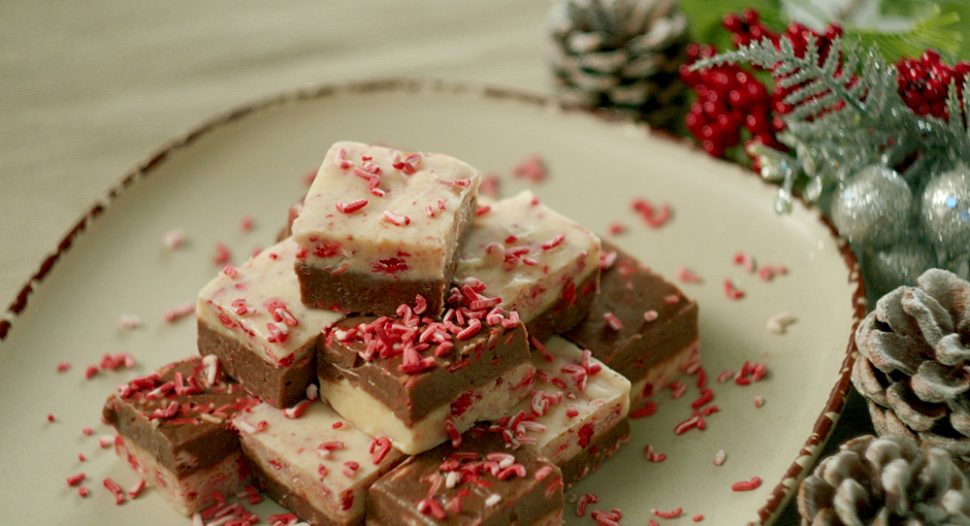 microwave candy cane fudge christmas