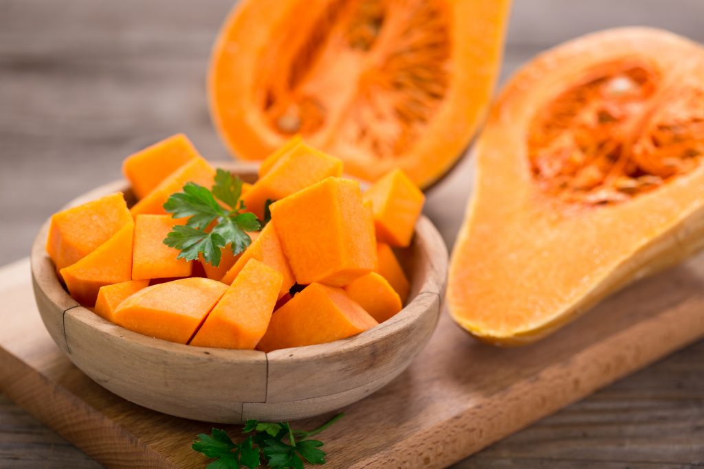 Butternut squash on the wooden table