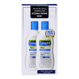 Two tubes of Cetaphil Pro Ad Derma Skin Restoring Body Wash