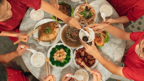 Family having a meal together