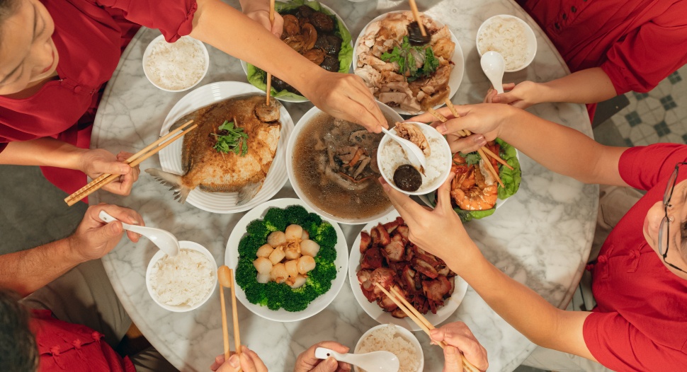 Family having a meal together