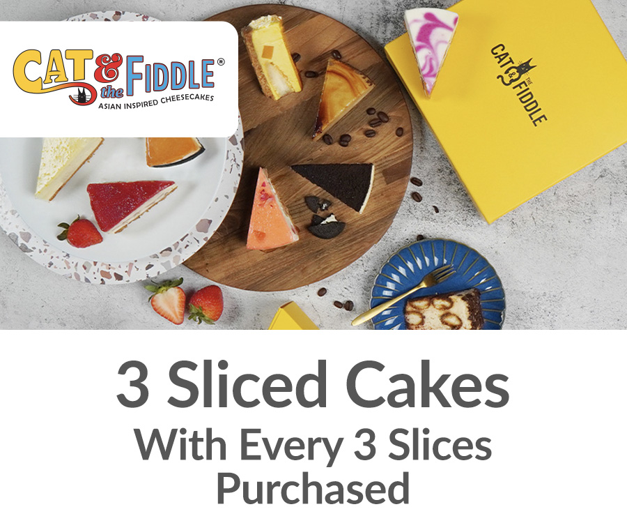 Cat & Fiddle - 3 Sliced Cakes with every 3 slices purchased Cat & Fiddle - 3 Sliced Cakes with every 3 slices purchased