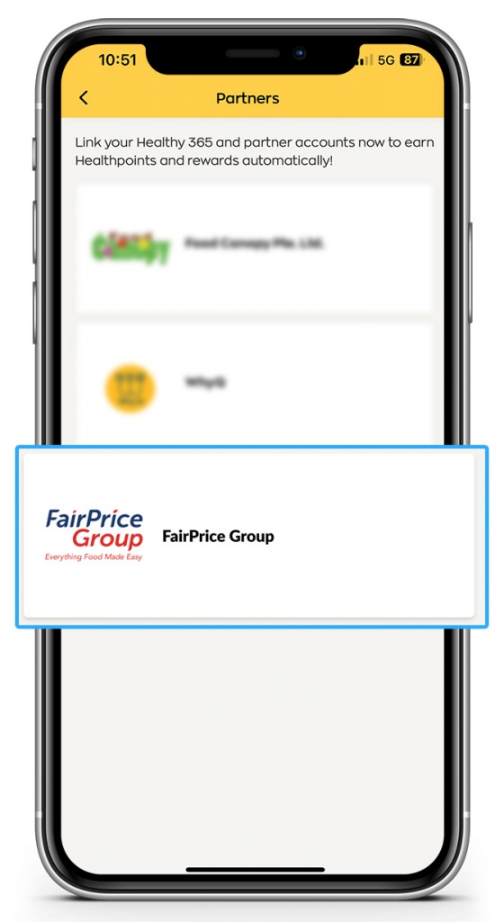 phone-How-to-link-Healthy-365-and-FPG-apps-step2-v2 How to link my FairPrice Group and Healthy 365 app accounts - Step 2 - Select ‘FairPrice Group’
