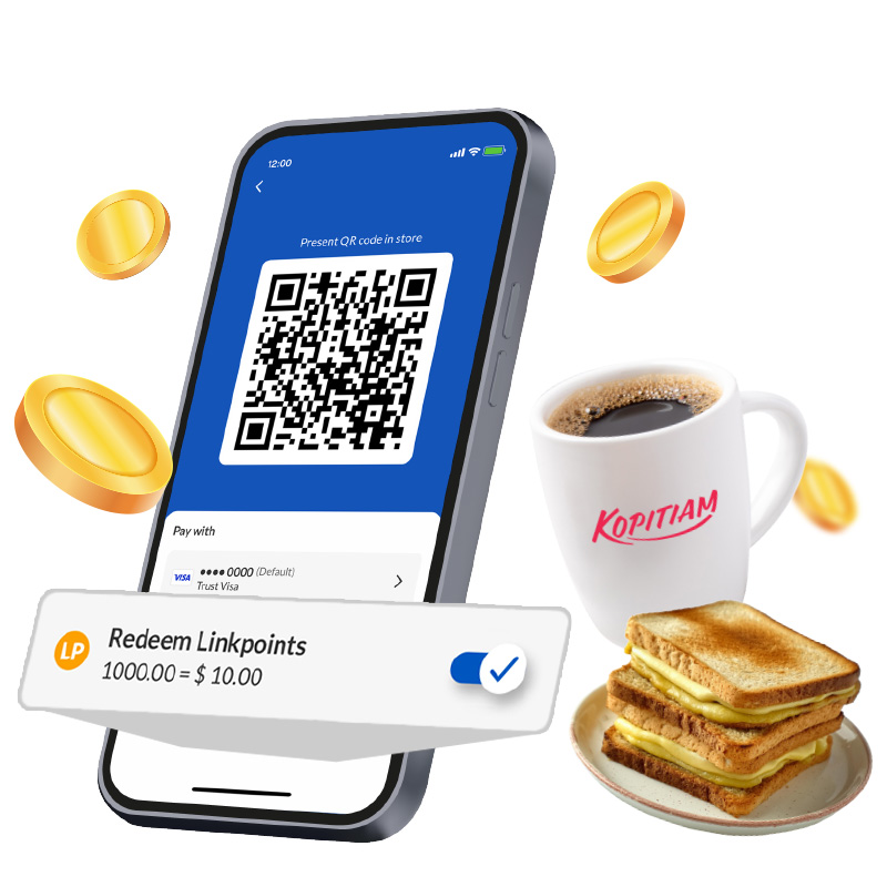 Redeem your Linkpoints at Kopitiam. Only when you use your FairPrice Group app to pay for your meals!
