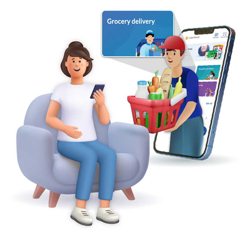 Use the FairPrice Group app to shop for your grocery online.