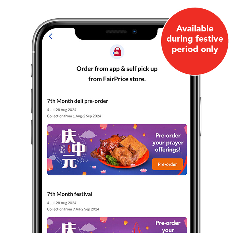 Pre-order festive deli and products during festive periods on the FairPrice Group app
