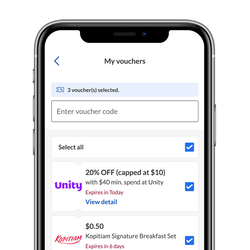 Use the FairPrice Group app to find exclusive vouchers in your voucher wallet