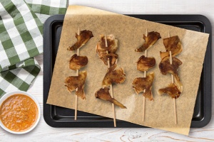 Pink Oyster Mushroom Satay With Spicy Peanut Sauce Recipe