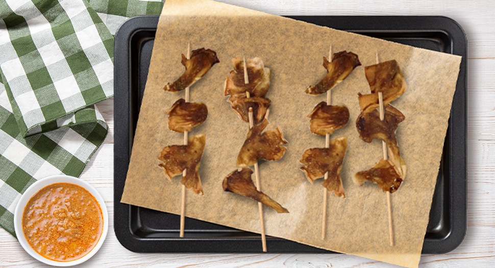 Pink Oyster Mushroom Satay With Spicy Peanut Sauce Recipe