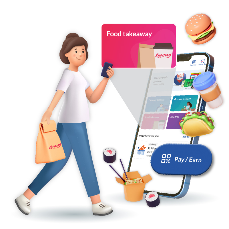 Use the FairPrice Group app to pre-order & take away food at selected Kopitiam outlets