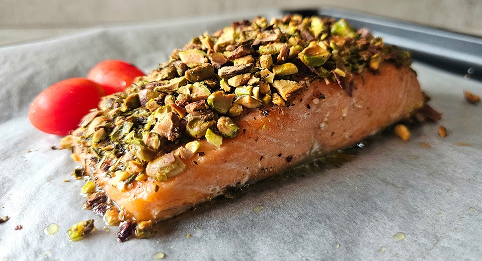 Pistachio Crusted King Salmon Recipe on the FairPrice Group app