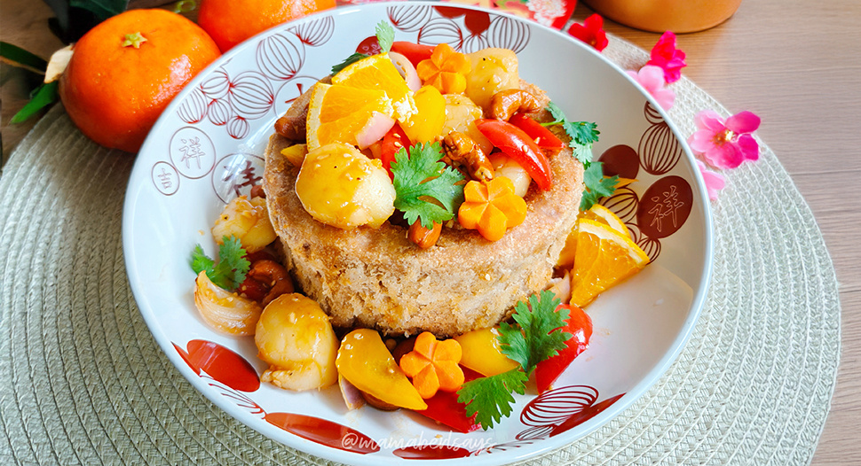 Orange Sauce French Scallops in Yam Ring Recipe on the FairPrice Group app