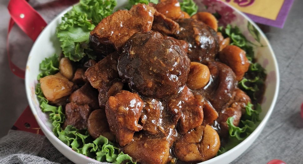Braised Twee Bah with Mushrooms and Chestnut Recipe on FairPrice Group app